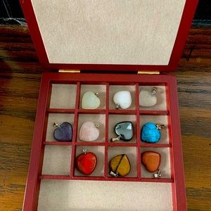 10 heart pendants in jewelry box ❤️💜💙